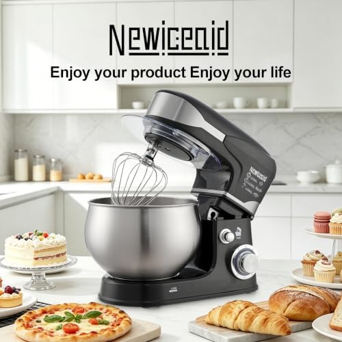 6-Speed 5.3QT+3.2QT Two-Bowl Stand Mixer, CHARCOAL BLACK