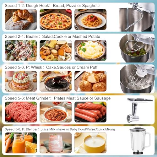 3-in-1 Stand Mixer with Meat Grinder Juicer for Kitchen