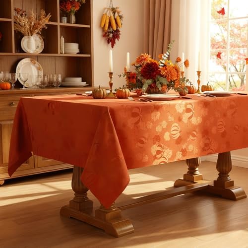 Smiry 60x102 Inch Thanksgiving Jacquard Rectangle Table Cloth for Fall