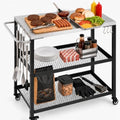 Grill Table with Stainless Steel Top, 28.54 x 16.14 in
