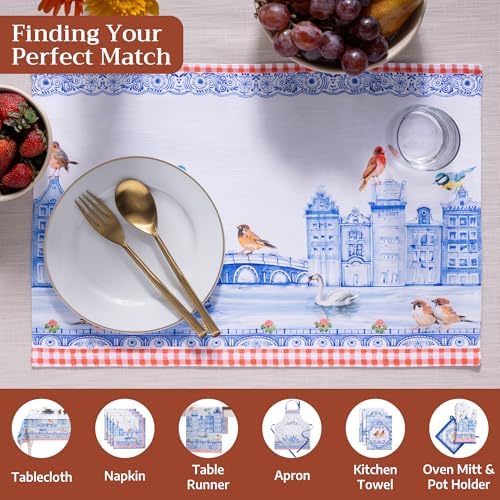 Maison d' Hermine Placemats Set of 4 Reusable 100% Cotton (13"x19")