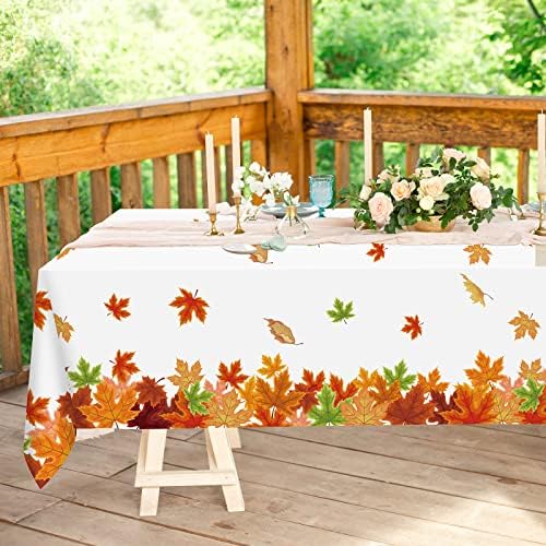 Unittype 3 Pcs Fall Maple Leaf Tablecloth Disposable Plastic