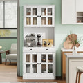 IDEAHOUSE 72" Kitchen Pantry Cabinet with Glass Doors & Drawer, White