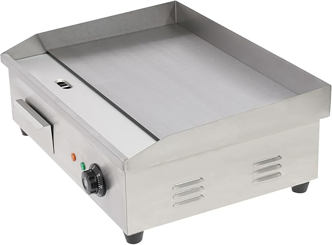 Commercial Flat Top Grill 110V 3000W 21.3x11.8in Electric Countertop Griddle, Non-stick Stainless Steel Teppanyaki Flat Top Grill, Thermostatic Control 122-572℉ for Restaurants