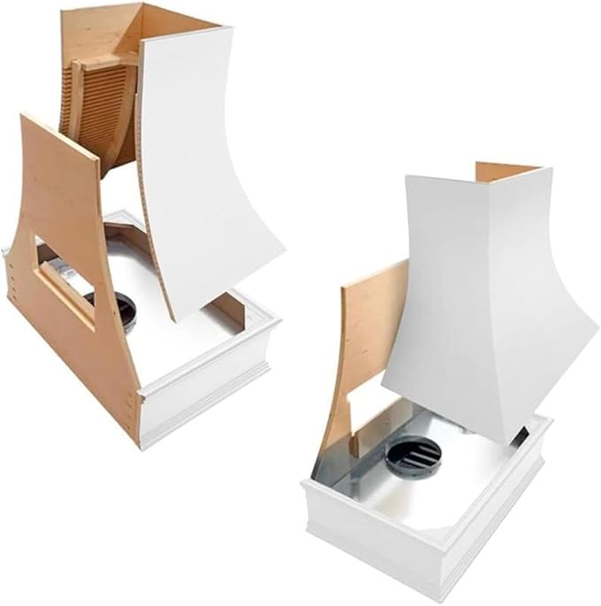 Curved Range Hood (31.5" W x 48" H) – Handcrafted in the USA – Premium Cabinet-Grade Plywood & Maple Veneer – Seamless Fit with TradeWinds Ventilation Units – High-End Kitchen Focal Point