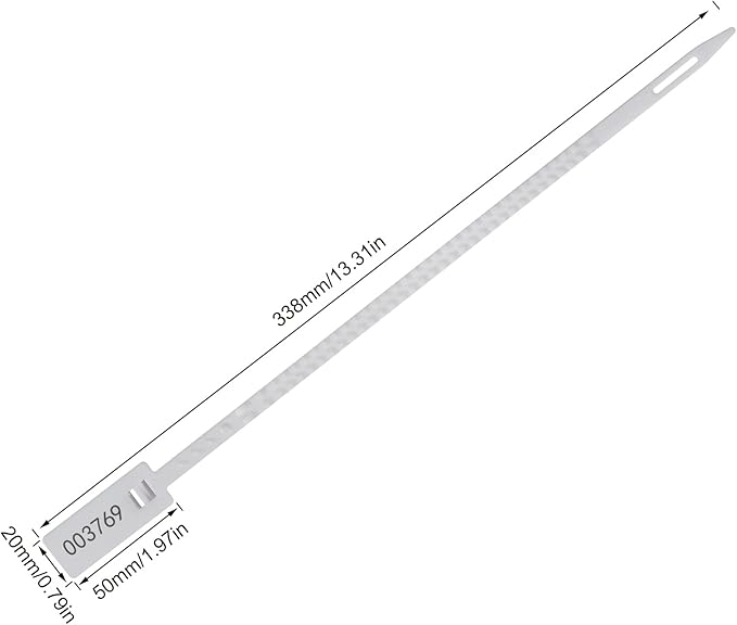 Heavy Duty Plastic Security Seal - Self Locking Tamper Evident Shipping Tags, Numbered Pull Tight Securing Straps for Truck Trailer, Length 337 mm 13.2" (White 100 PCS)