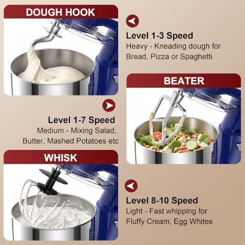 Honinst 4QT Electric Stand Mixer, 10-Speed Tilt-Head Compact Kitchen Mixer