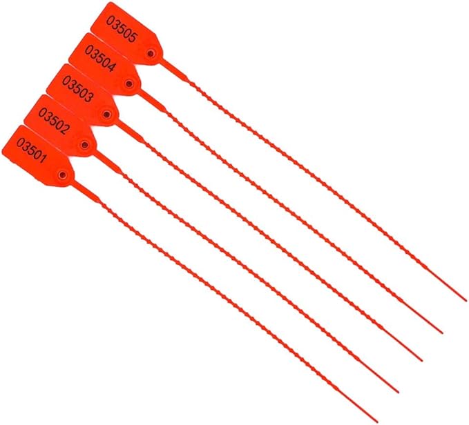 Plastic Security Tags Numbered Tamper Proof Seals Self Locking Zip Ties 9.84" Length (Pack of 500)