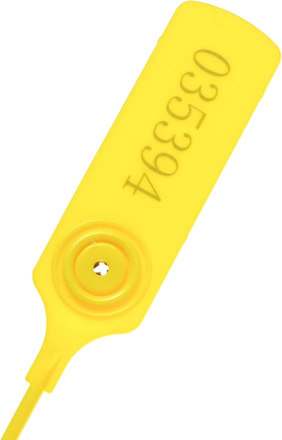 Pull-tite Security Seal Tamper Resistant Tags Plastic Padlock Sign Ties Numbered (Yellow, 100pcs)