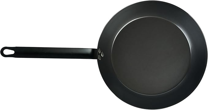 Met Lux 12 Inch Fry Pans, 6 Lightweight Frying Pans - Induction-Ready, Triple-Riveted, Black Carbon Steel Cooking Skillets, Durable, For Searing, Sauteing, And Browning Food - Restaurantware