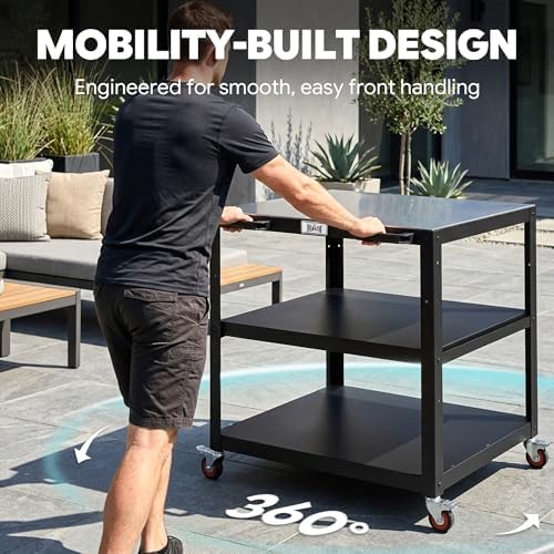 Feasto 3-Shelf Pizza Oven Table with Lockable Wheels, 36''x 24''