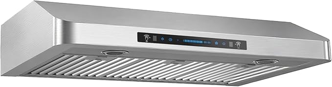 JOCO 36 Inch Under Cabinet Range Hood, 900 CFM Stainless Steel Kitchen Vent Hood, 4-Speed Gesture/Touch/Remote Control C01-36G