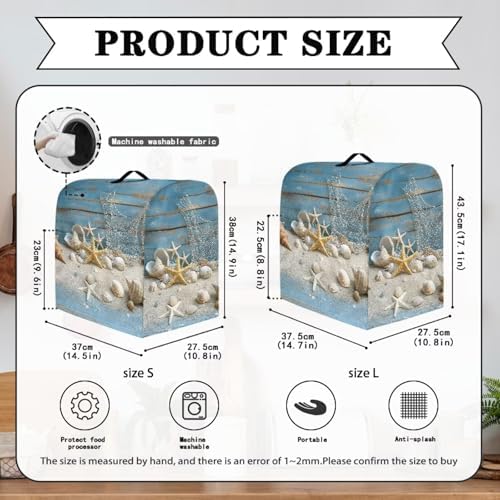 Beach Starfish Shell Print Stand Mixer Covers Kitchen Aid Mixer Cover Dust Covers with Top Handle Front Pocket Universal Fit Tilt Head and Bowl Lift Models