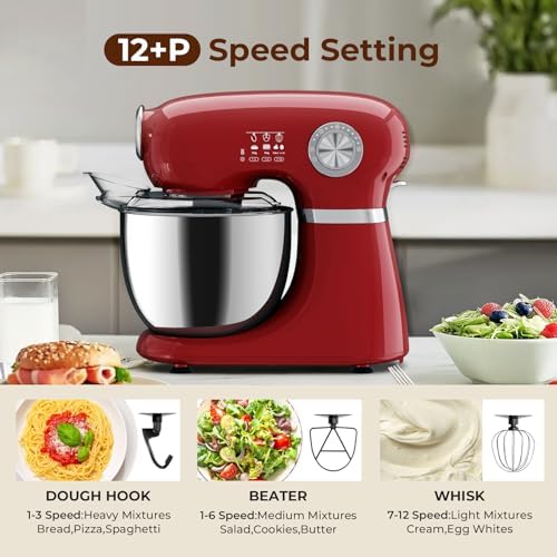 Electactic 5.3 Quart Electric Stand Mixer With 12 Speed, Low Noise