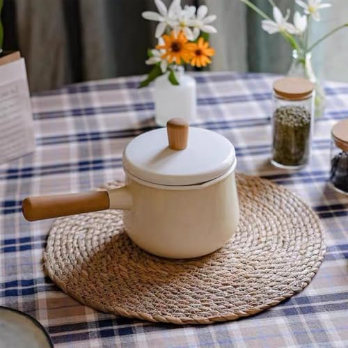Round Woven Placemats Set of 4, with 72 Inches Long Farmhouse Macrame Table Runner Burlap Cotton Linen Table Runners Chargers for Dinner Plates, Beige & Brown