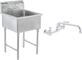 DuraSteel 304 Stainless Steel Utility Sink - 24 Inch Restaurant Prep Sink with Faucet - Dual CEC & NSF Certified Freestanding Wash Station for Kitchen, Laundry, Garage