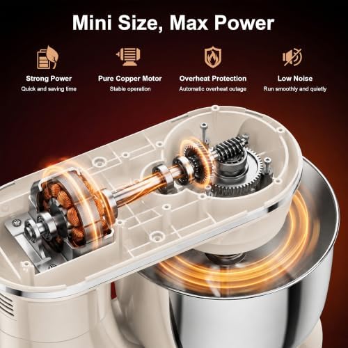Honinst 4QT Electric Stand Mixer, 10-Speed Tilt-Head Compact Kitchen Mixer