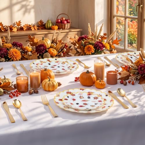 32pcs Thanksgiving Plastic Plates Heavy Duty