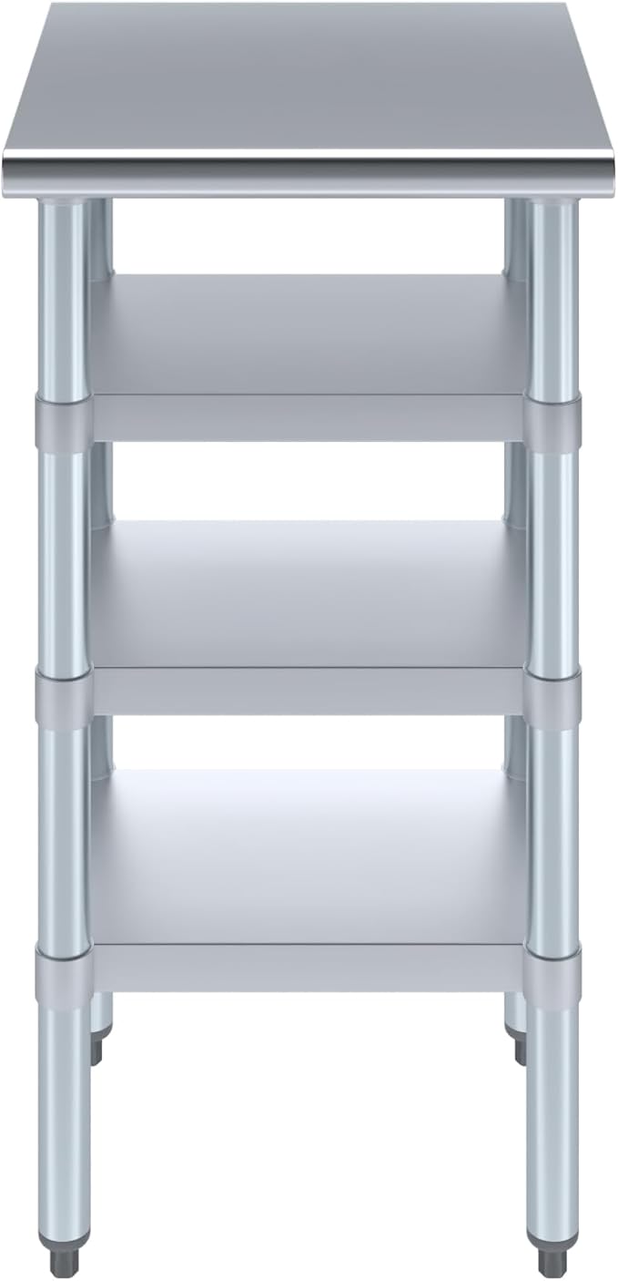 18 in. x 18 in. Stainless Steel Work Table with Three Bottom Shelves | NSF Kitchen Prep Table | Utitly Metal Table
