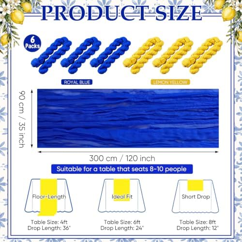 6 Pcs Blue Yellow Party Decorations Amalfi Coast Table Runner