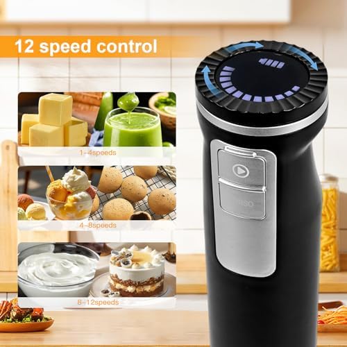 Showvigor Handmixer Electric Handheld, 6-in-1 Multifunctional Handheld Immersion Blender Bundle and Whisk, Milk Frother, Food Chopper