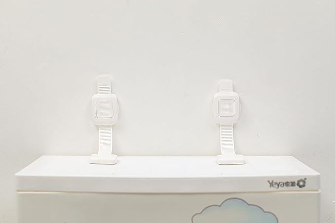 YEYA Upgraded No Drill Furniture Anchors for Baby Proofing, Anti-Tip Adjustable Straps, Strong Adhesive Backing 2 Pack