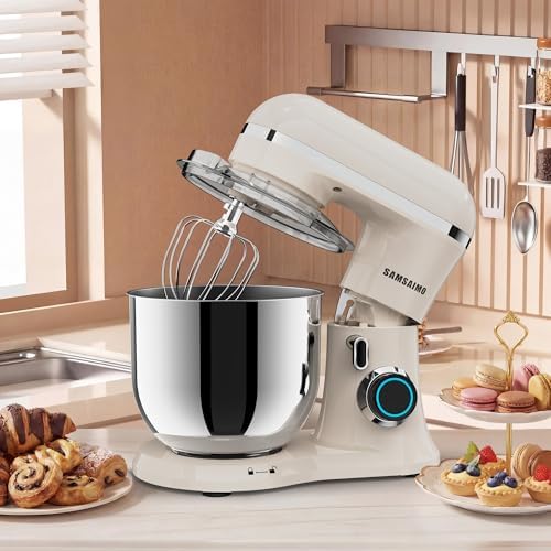 Stand Mixer, 6.5QT Tilt-Head Electric Kitchen Mixer 660W, 10-Speed Household food mixer with 304 Stainless Steel Bowl, Bread Cake Mixer include Dishwasher Safe Dough Hook, Beater and Whisk