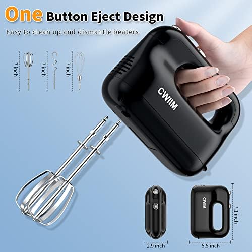 5-Speed Electric Hand Mixer with 5 Stainless Steel Accessories Whisk, Food Beater for Whipping Mixing Cookies Cakes Eggs Dough