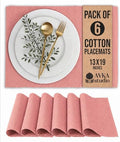 100% Cotton Ribbed Placemats - Set of 6-13 x 19 Inches - Peach - Everyday/Thanksgiving/Fall Cloth Table Mats - Thick Construction, Washable & Reusable Cloth Place Mats - by AVKA Studio