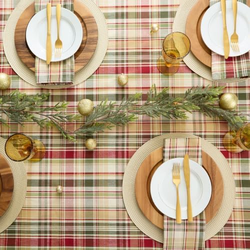 DII Give Thanks Plaid Fall Table Decor, Autumn & Thanksgiving Tabletop Linens, 60x104 Rectangle Tablecloth