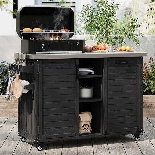 NicBex 78.3" Outdoor Kitchen Island with Foldable Grill Table, Black