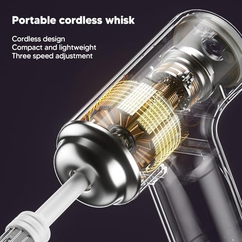 Handheld Electric Mixer, Electric Egg Beater, Foam Maker, Electric Kitchen Mixer, Cordless Electric Egg Beater, Rechargeable Kitchen Mixer for Cream, Egg Liquid, Jam, Butter