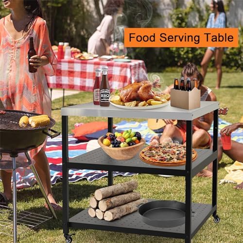 Mimiuo 31.5" Square Pizza Oven Stand, Stainless Steel Modular Table