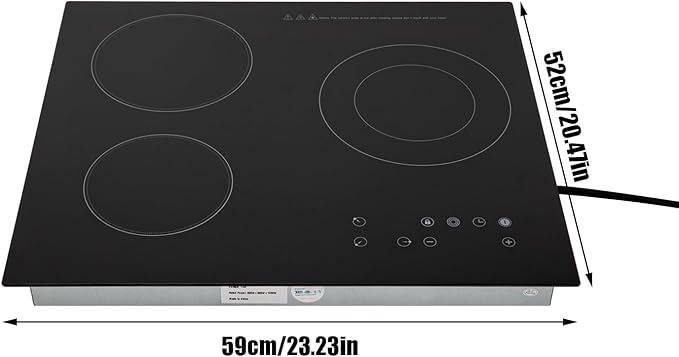 Countertop Ceramic Cooktop, 2600W 3 Burners with 9 Heating Levels, Touch Control Electric Stove with Timer & Child Safety Lock, Built-in & Portable Design for Kitchen Office RV