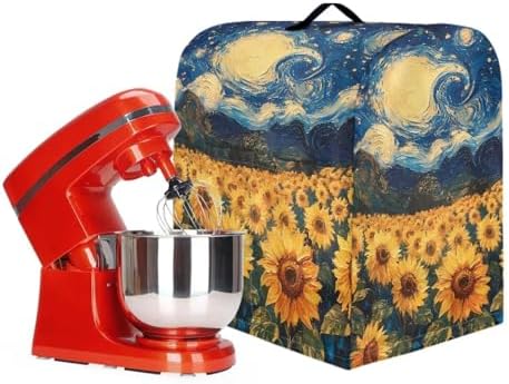 Starry Night Stand Mixer Cover Sunflower Kitchen Aid Cover Dust Cover with 2 Pocket and Handle Kitchen Appliance Coffee Maker Protector Dust Covers