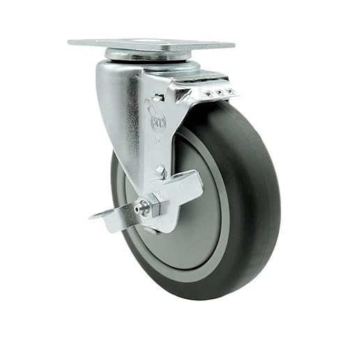 Service Caster Brand Replacement Caster for Uline Caster H-5538SWB - Swivel Top Plate Caster with 5 Inch Thermoplastic Rubber Wheel and Top Lock Brake - Fits Carts, Dollies and Poly Box Trucks H-4287