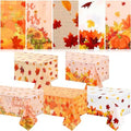 Preboun 5 Pcs Fall Tablecloth Plastic 54 x 108 Inch Disposable Bulk, Maple