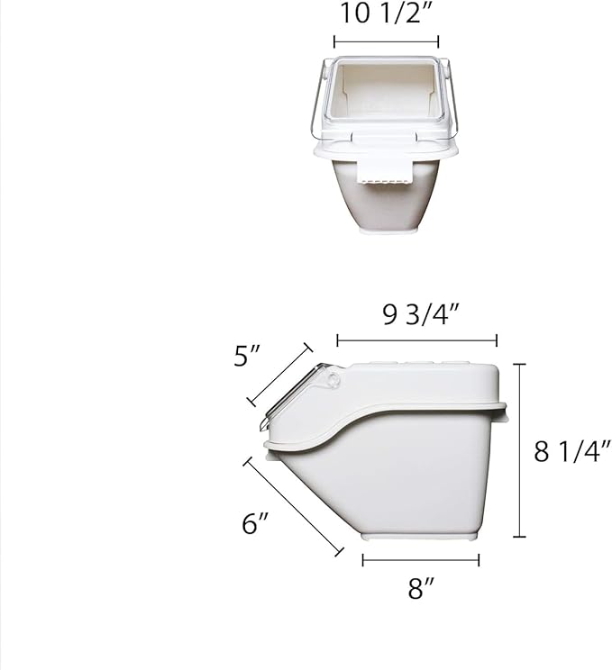 TrueCraftware- 5 Gallon (80 Cups) Shelf Ingredient Bin White with Clear Flip Top Lid & Measuring Scoop- Stackable Plastic Kitchen Pantry Storage Bin for Dry Food Flour Sugar Kitchen Restaurant