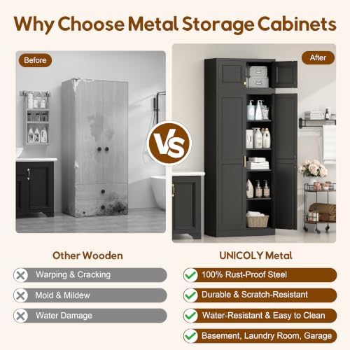 UNICOLY 86.6" Kitchen Pantry Cabinet, Pantry Storage Cabinet with Doors