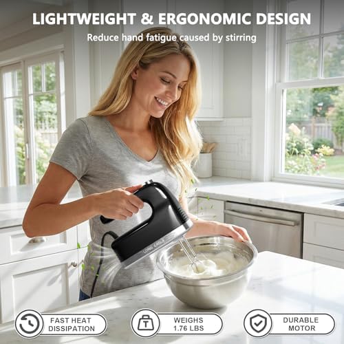 Lord Eagle 9-Speed Digital Hand Mixer Electric Handheld, 500W DC Motor