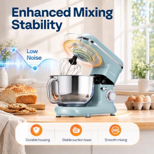 VIVOHOME Stand Mixer, 6-Quart Tilt-Head Kitchen Mixer with Bowl, Blue