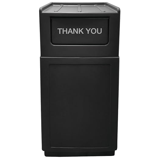 HUBERT Restaurant Trash Receptacle with Lid, 39 gal - 21 1/2" L x 14 1/2" W x 49" H