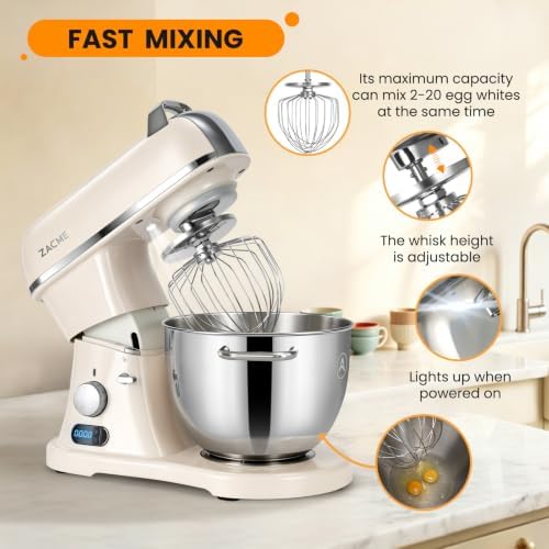 8.4QT Commercial Stand Mixer 800W with Aluminum Die Casting Meets the Standard of NSF/ANSI 8-2023, Mixers Kitchen Electric Stand Mixer with Stainless Steel 8L Bowl, Dough Hook, Whisk and Beater