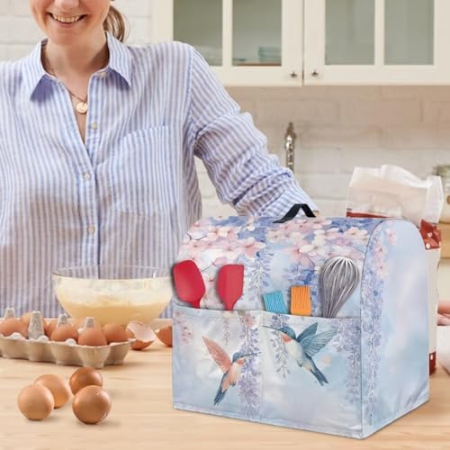 Hummingbird Mixer Covers 4.5-5 Quart Flowers Print Kitchen Stand Mixer Covers Protector Dust Cover Kitchen Aid Mixer Covers Accessories Kitchen Decoration