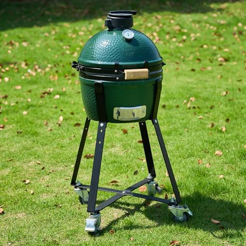 Big Green Egg Nest, Grill Stand for Big Green Egg Accessories, Rolling Nest with Heavy Duty Locking Caster Wheels Powder Coated Steel for BGE Smoker Kamado Joe Accessories (MiniMax)
