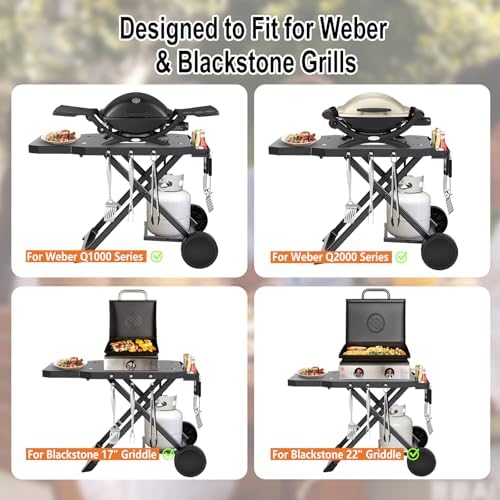 Grill Stand for Blackstone 17" & 22" Table Top Griddles Portable Grill Cart