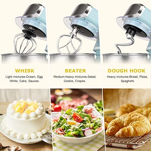 Kitchen in the box Stand Mixer,3.2Qt Small Electric Food Mixer,6 Speeds Portable Lightweight Kitchen Mixer for Daily Use with Egg Whisk,Dough Hook,Flat Beater