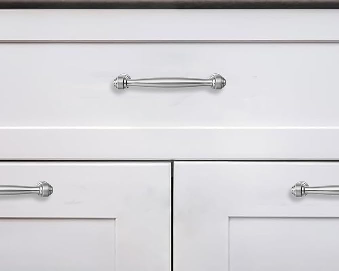 khtumeware 10 Pack 3-3/4 Inch(96mm) Brushed Satin Nickel Cabinet Pulls Kitchen Cabinet Handles Cabinet Hardware for Cupboard Drawer Handles Dresser Pulls