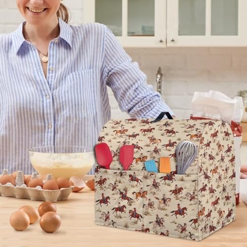 Universal Stand Mixer Dustproof Cover Horse Cowboys Pattern Compatible with Kitchen Aid Mixer Soft Washable Stand Mixer Covers for 4.5-5 Qt Mixer