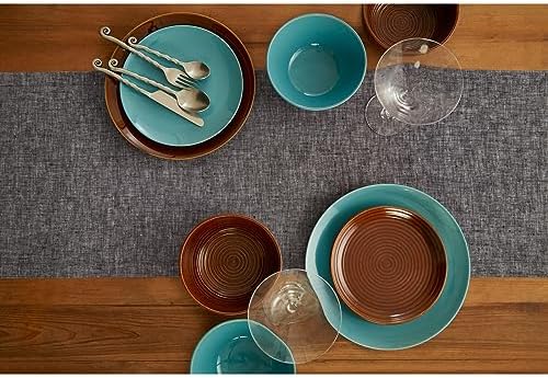 Solino Home 100% Pure Linen Dining Table Runner Black, Athena 14 x 90 in